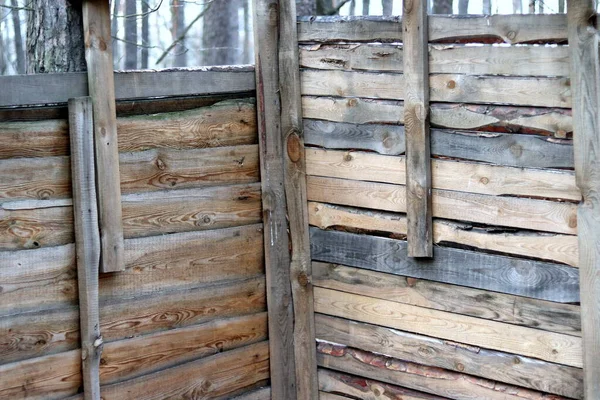 Cerca Madera Vieja Con Fondo Blanco — Foto de Stock