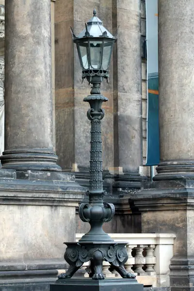 Oude Stenen Muur Straatlamp Met Gotische Stijl — Stockfoto