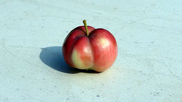 Roter Apfel Auf Blauem Hintergrund — Stockfoto