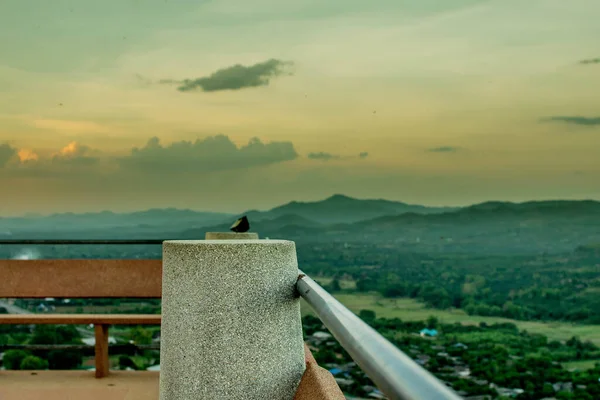 Balcon Dans Beau Ciel Une Belle Ville — Photo