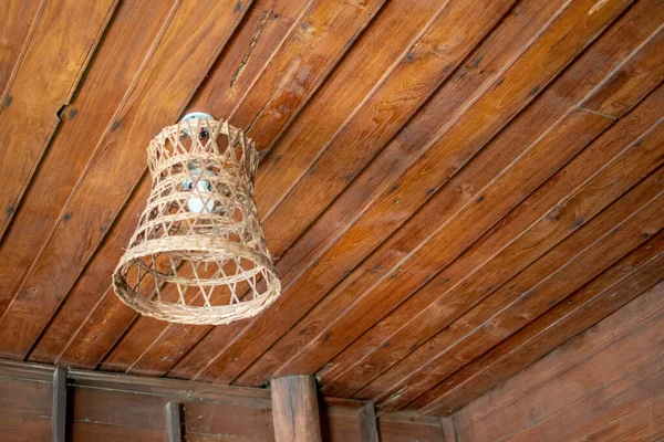 Lamp Beautiful Wooden Ceiling — Stock Photo, Image