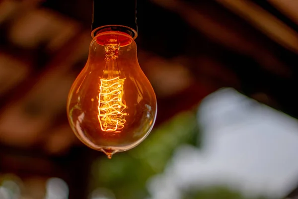 Orange Light Bulb Caught Beautiful Ceiling — Stock Photo, Image