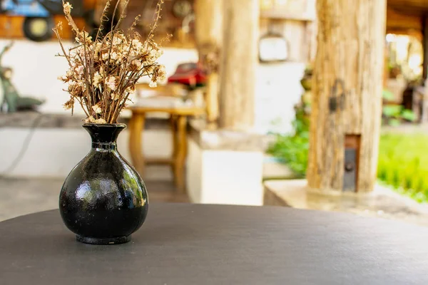 Vases Dried Flowers Placed Table — Stock Photo, Image