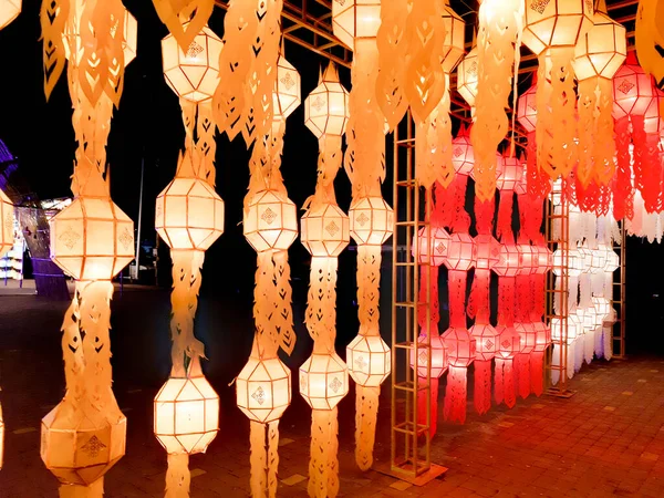 Kolorowe Lampiony Papierowe Piękny Obiekt Festiwalu — Zdjęcie stockowe