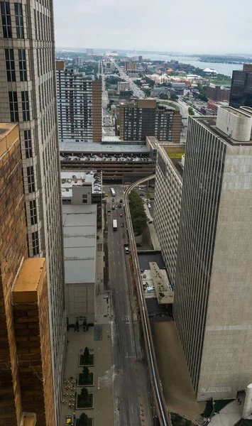 Vista Ciudad Del Centro Detroit Verano Día Despejado Tomado Del —  Fotos de Stock