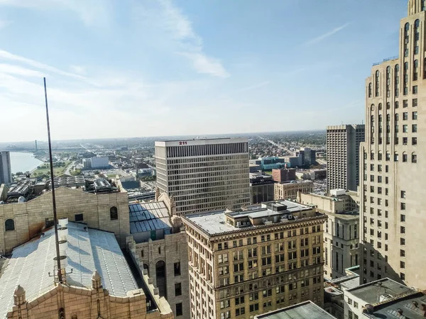 Vista Della Città Del Centro Detroit Estate Una Giornata Limpida — Foto Stock