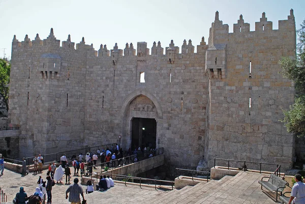 Damascus Gate Jerusalem Built 1537 Stone Structure One Main Entrances — Stock Photo, Image