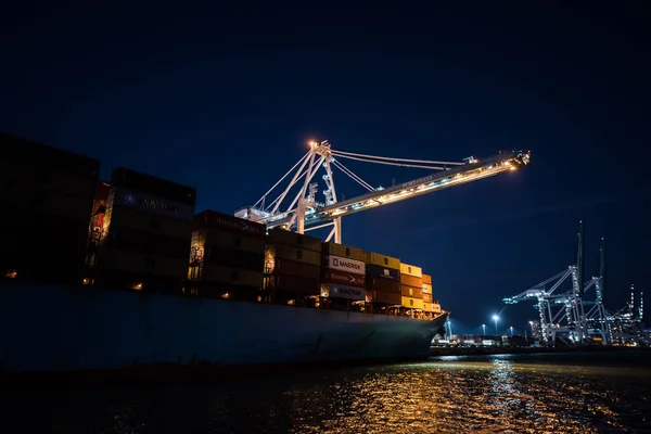 Cargo Ship Port Miami Night Taken Boat Waters Maimi South Royalty Free Stock Images