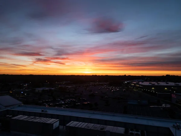 Pôr Sol Pontiac Michigan Virado Para Oeste Num Dia Nublado — Fotografia de Stock