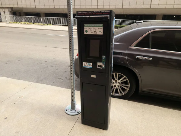 Paid Parking Station Meter Downtown Detroit Michigan — Stock Photo, Image
