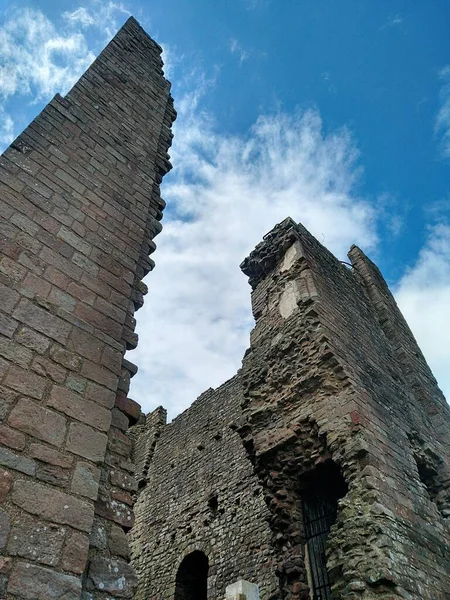 Part Ruined Castle Tower Wall North England — Stock Photo, Image