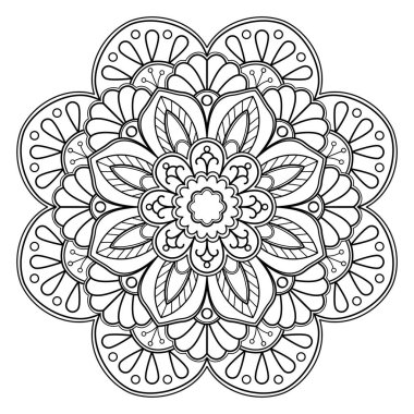 Vektör soyut mandala deseni. Duvardaki sanat eserleri. Boyama kitabı Dantelli desen dövme. Bir duvar kağıdı boya gömleği ve fayans çıkartması tasarımı için tasarlandı. Etnik doğu tarzı dekoratif daire süslemesi.