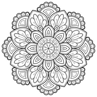 Mandala dijital sanat modeli. Duvardaki sanat eserleri. Boyama kitabı Dantelli desen dövme. Duvar kağıdı boya gömleği ve döşeme kalıbı çıkartması tasarımı, etnik çember dekoratif süslemesi için tasarım