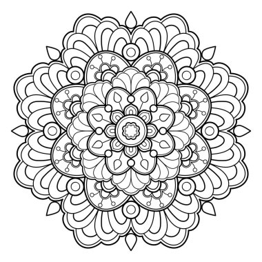 Mandala dijital sanat modeli. Duvardaki sanat eserleri. Boyama kitabı Dantelli desen dövme. Duvar kağıdı boya gömleği ve döşeme kalıbı çıkartması tasarımı, etnik çember dekoratif süslemesi için tasarım