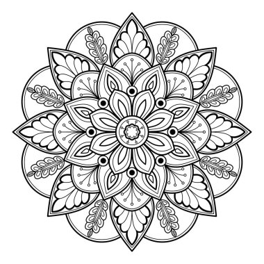 Mandala dijital sanat modeli. Duvardaki sanat eserleri. Boyama kitabı Dantelli desen dövme. Duvar kağıdı boya gömleği ve döşeme kalıbı çıkartması tasarımı, etnik çember dekoratif süslemesi için tasarım