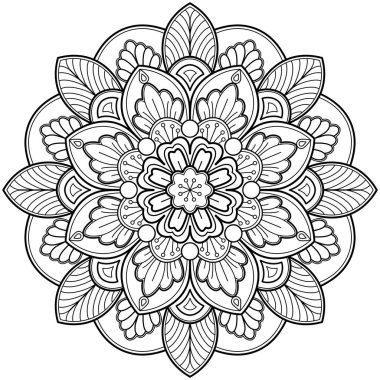 Mandala dijital sanat modeli. Duvardaki sanat eserleri. Boyama kitabı Dantelli desen dövme. Duvar kağıdı boya gömleği ve döşeme kalıbı çıkartması tasarımı, etnik çember dekoratif süslemesi için tasarım