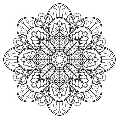 Mandala dijital sanat modeli. Duvardaki sanat eserleri. Boyama kitabı Dantelli desen dövme. Duvar kağıdı boya gömleği ve döşeme kalıbı çıkartması tasarımı, etnik çember dekoratif süslemesi için tasarım