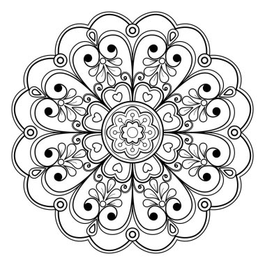 Vektör soyut mandala deseni. Duvardaki sanat eserleri. Boyama kitabı Dantelli desen dövme. Bir duvar kağıdı boya gömleği ve fayans çıkartması tasarımı için tasarlandı. Etnik doğu tarzı dekoratif daire süslemesi.