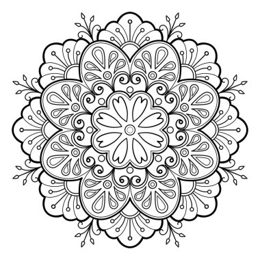 Vektör soyut mandala deseni. Duvardaki sanat eserleri. Boyama kitabı Dantelli desen dövme. Bir duvar kağıdı boya gömleği ve fayans çıkartması tasarımı için tasarlandı. Etnik doğu tarzı dekoratif daire süslemesi.