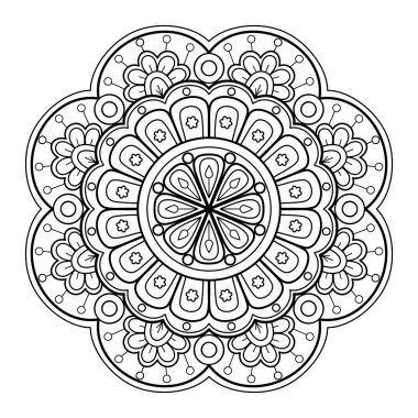 Vektör soyut mandala deseni. Duvardaki sanat eserleri. Boyama kitabı Dantelli desen dövme. Bir duvar kağıdı boya gömleği ve fayans çıkartması tasarımı için tasarlandı. Etnik doğu tarzı dekoratif daire süslemesi.