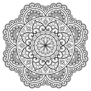 Vektör soyut mandala deseni. Duvardaki sanat eserleri. Boyama kitabı Dantelli desen dövme. Bir duvar kağıdı boya gömleği ve fayans çıkartması tasarımı için tasarlandı. Etnik doğu tarzı dekoratif daire süslemesi.