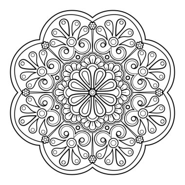 Mandala dijital sanat modeli. Duvardaki sanat eserleri. Boyama kitabı Dantelli desen dövme. Duvar kağıdı boya gömleği ve döşeme kalıbı çıkartması tasarımı, etnik çember dekoratif süslemesi için tasarım