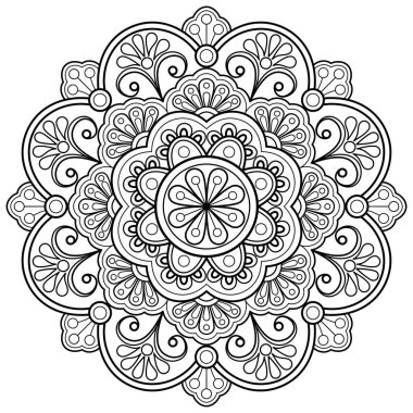 Mandala dijital sanat modeli. Duvardaki sanat eserleri. Boyama kitabı Dantelli desen dövme. Duvar kağıdı boya gömleği ve döşeme kalıbı çıkartması tasarımı, etnik çember dekoratif süslemesi için tasarım