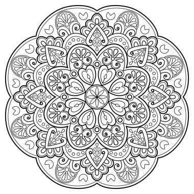 Mandala dijital sanat modeli. Duvardaki sanat eserleri. Boyama kitabı Dantelli desen dövme. Duvar kağıdı boya gömleği ve döşeme kalıbı çıkartması tasarımı, etnik çember dekoratif süslemesi için tasarım