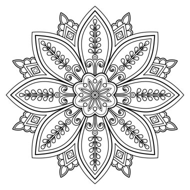 Mandala dijital sanatı el desenleri çizer. Duvardaki sanat eserleri. Boyama kitabı Dantelli desen dövme. Bir duvar kağıdı boyası gömleği ve döşeme kalıbı çıkartması için tasarlandı Etnik süslemede dekoratif