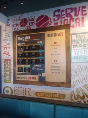Menünün rastgele bir Orlando pizza yerinde fotoğrafı.