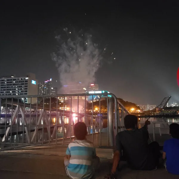 Tampa şehir merkezindeki havai fişekleri izliyordum.