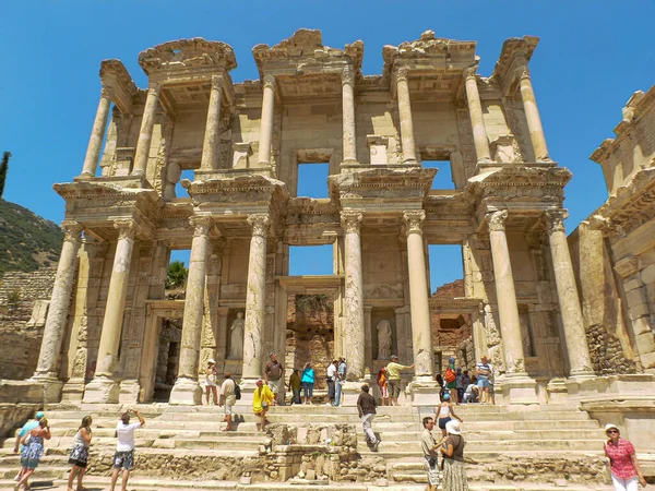 Βιβλιοθήκη Ερείπια Της Αρχαίας Πόλης Της Εφέσου Τουρκία — Φωτογραφία Αρχείου