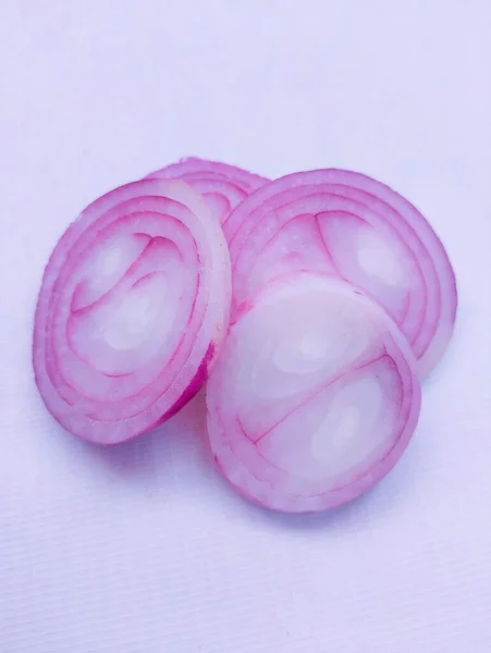 조각들은 조리를 유기농 Common Onion Shallot Allium Cepa Closeup 이미지 — 스톡 사진