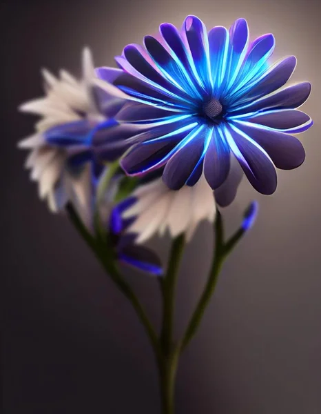 A stem with many charming blue African Daisy close-up. High quality illustration