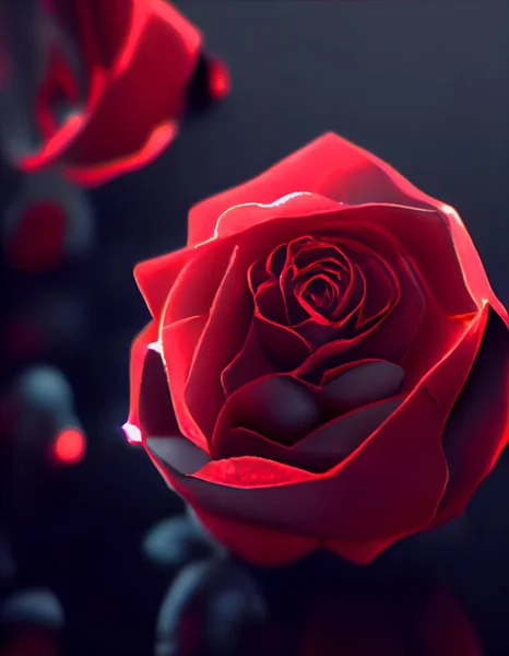 Magiczna Czerwona Róża Tworzenia Pięknego Tła Kwiat Przyrody Zbliżenie Wysokiej — Zdjęcie stockowe