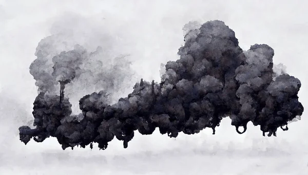 Humo Negro Niebla Tópica Sucia Acuarela Smog Sobre Papel Ilustración —  Fotos de Stock