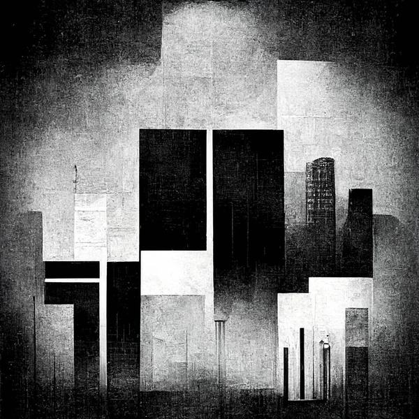 Grunge Geometrische Schwarz Weiß Pinsel Abstrakte Illustration Hochwertige Illustration — Stockfoto