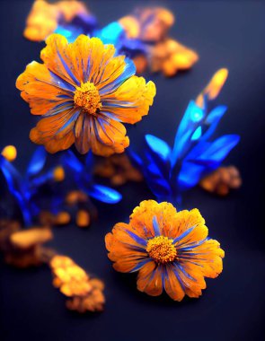 Afrika kadife kadife çiçeği aynı zamanda tagetes erecta olarak da bilinir, 3D görselleştirme. Yüksek kaliteli illüstrasyon