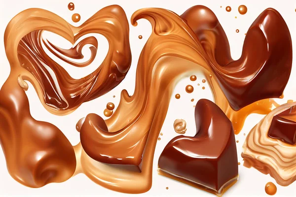 Delicious Flow Sweet Natural Caramel Cream White Background High Quality — Stock Photo, Image