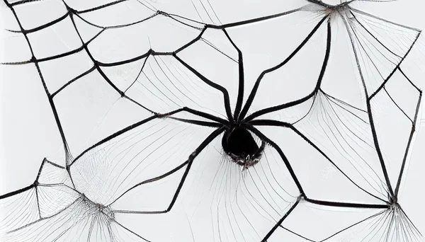 Spider on web isolated on white background. Spooky web with a spider. High quality illustration