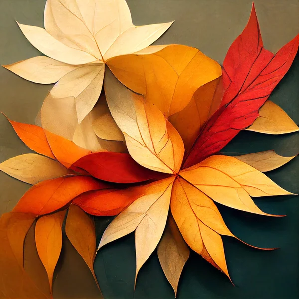 カラフルで明るい オレンジ 赤の秋の葉の背景 高品質のイラスト — ストック写真