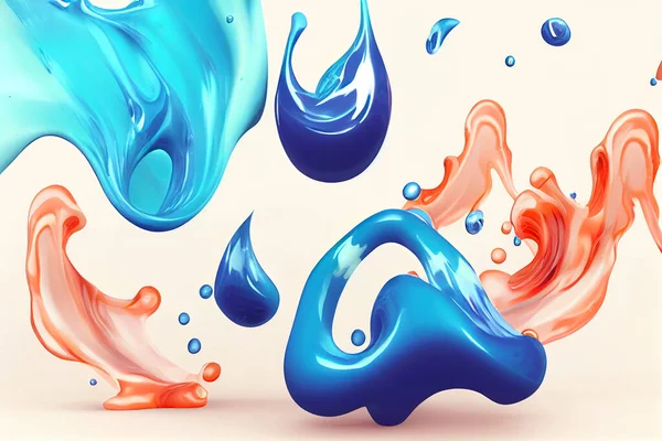 Colorido Efeito Respingo Água Cai Fluxo Queda Cai Elementos Design — Fotografia de Stock