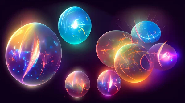 Esferas Energía Mágica Con Brillo Místico Relámpago Chispas Efecto Luz —  Fotos de Stock