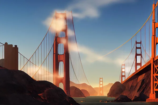 Abstract Drawing Lot Golden Gate Bridge San Francisco California Usa — Stock Photo, Image