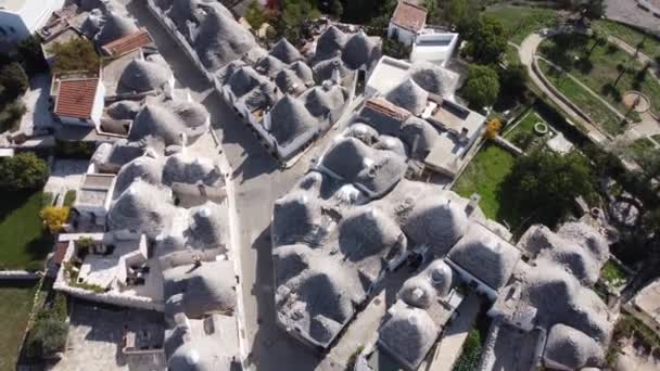 Beroemde Trulli Huizen Van Alberobello Een Populaire Stad Italië Reizen — Stockvideo