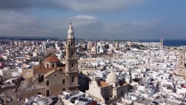Old Town Monopoli Italy Aerial View Travel Photography — Stock Video