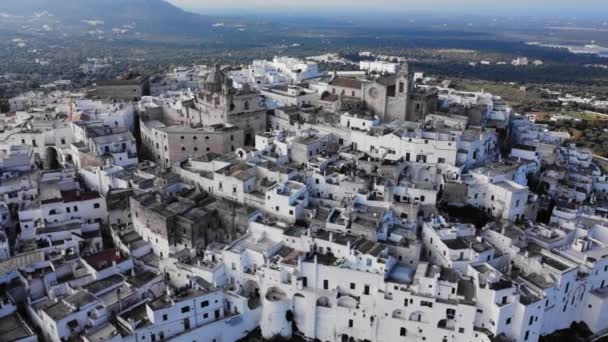 Ostuni Città Bianca Italia Famoso Punto Riferimento Sulla Costa Orientale — Video Stock