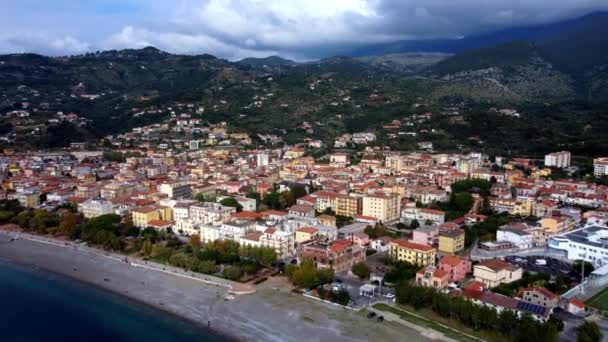 Nádherné Město Sapri Itálii Shora Italské Západní Pobřeží Cestovní Fotografie — Stock video