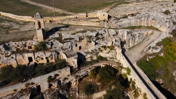 Puglia Daki Gravina Talya Nın Antik Bir Köyü Hava Görüşü — Stok video