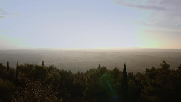Wide Angle View Beautiful Italian Landscape Sunset Castel Del Monte — Stock Video